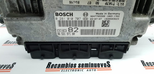 ECU Calculator Motor PEUGEOT 206, 0281010707, EDC16C3, 9653197180, 9647785580,