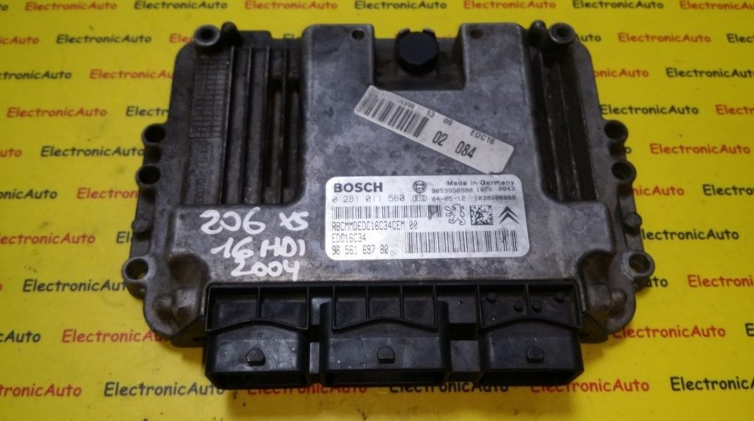 ECU Calculator motor Peugeot 206 1.6HDI 0281011560, 9656169780