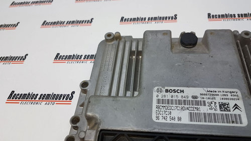 ECU Calculator Motor PEUGEOT 207, 0281015849, EDC17C10, 9674254080, 9666729680,