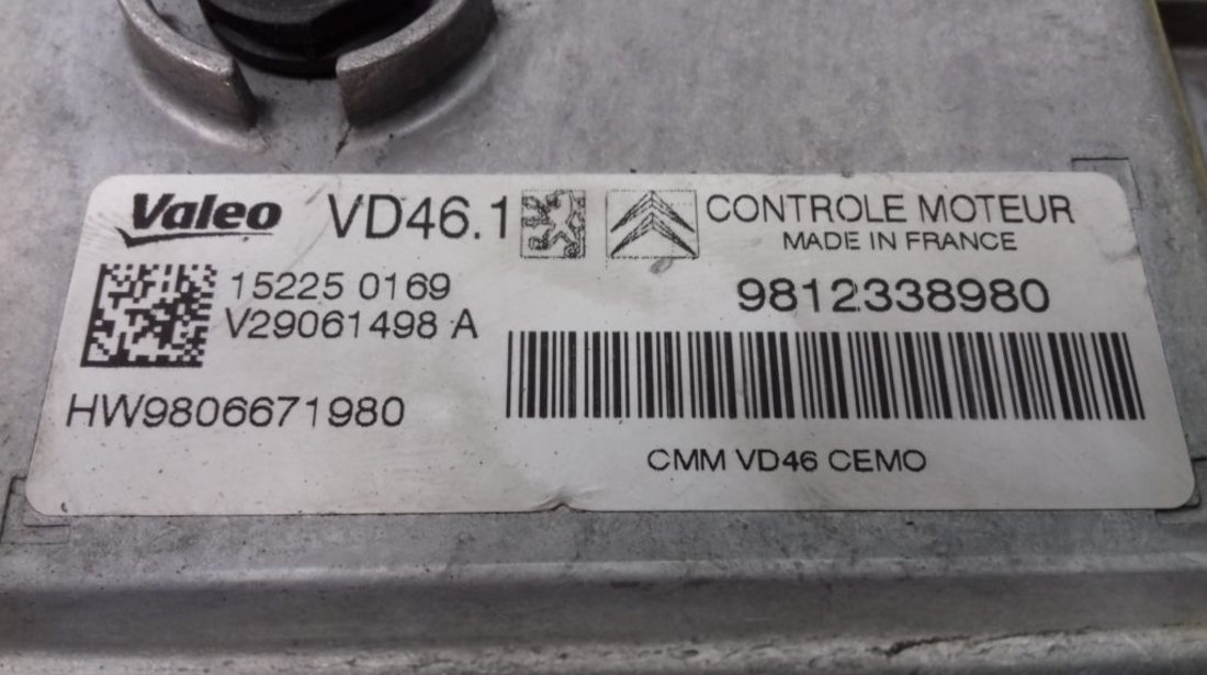 ECU Calculator Motor Peugeot 308, 9812338980, 9806671980, V29061498A