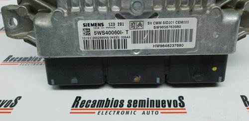 ECU Calculator Motor PEUGEOT 607, 5WS40060IT, SID281, SW 9658763980, HW 9648237680,