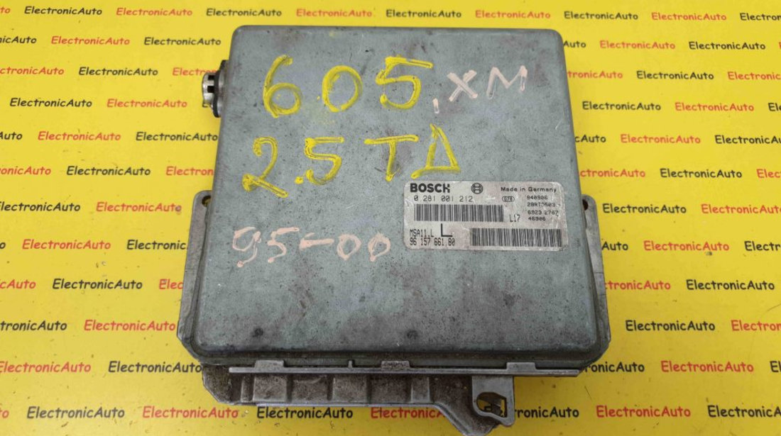 ECU Calculator Motor Peugeot, Citroen 2.5TD, 9615766180, 0281001212, MSA11.L