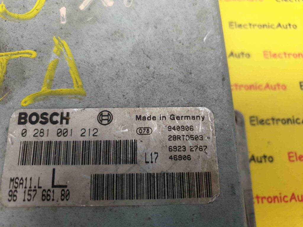 ECU Calculator Motor Peugeot, Citroen 2.5TD, 9615766180, 0281001212, MSA11.L