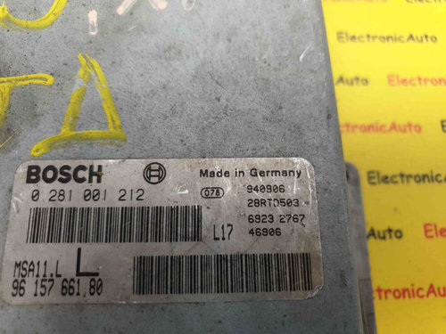 ECU Calculator Motor Peugeot, Citroen 2.5TD, 9615766180, 0281001212, MSA11.L