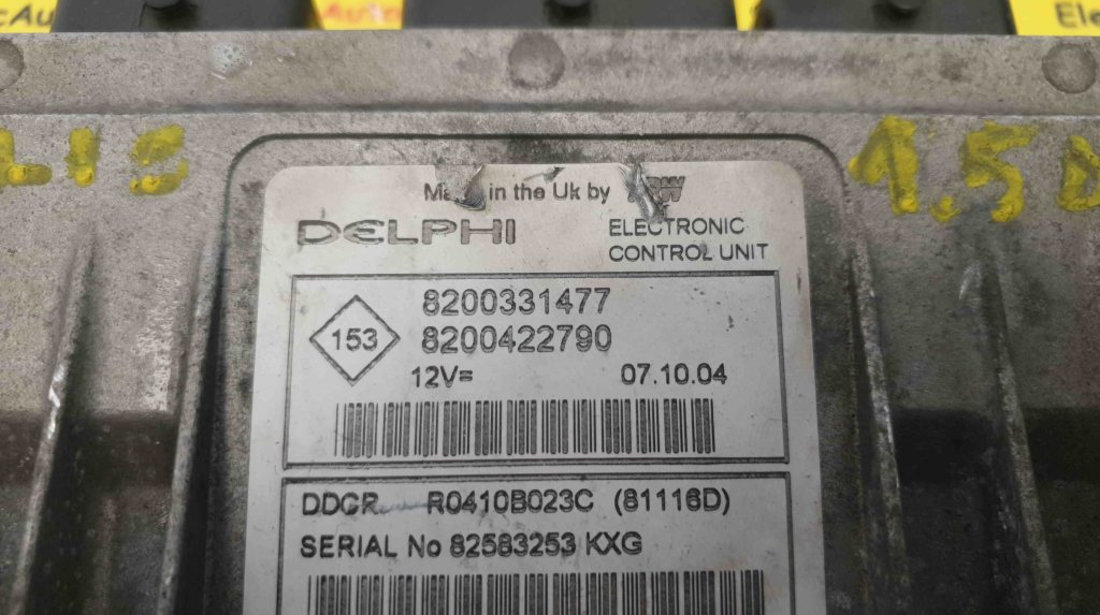 ECU Calculator Motor Renault Clio 1.5 dci, 8200422790, 8200331477, R0410B023C, DDCR