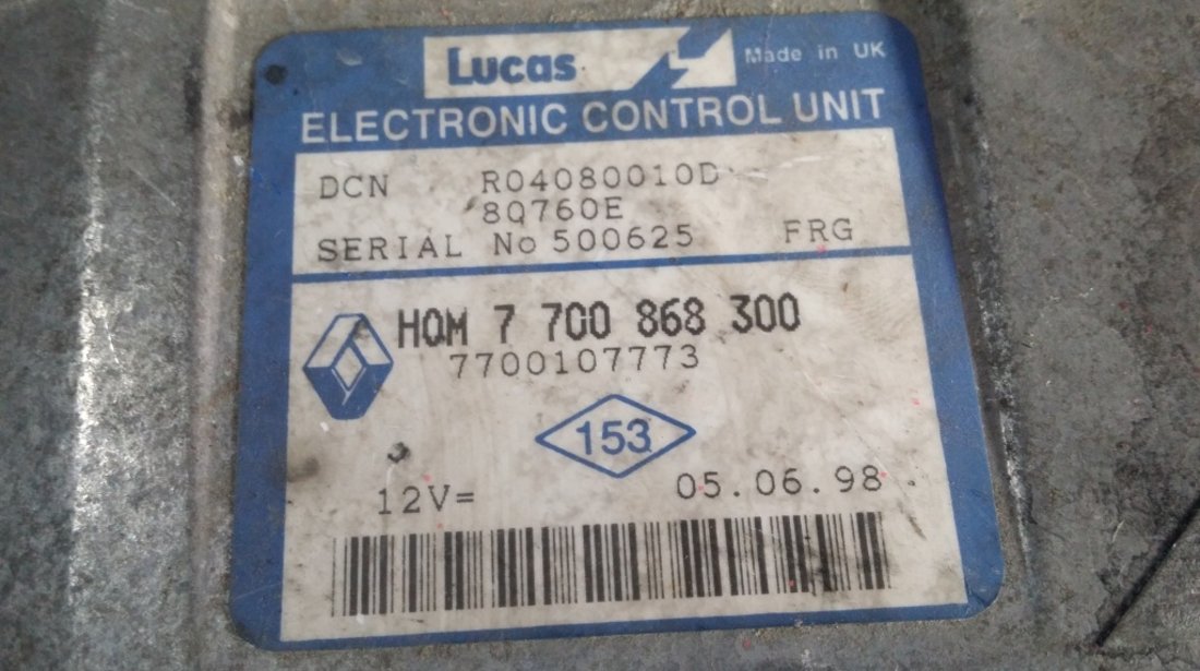 ECU Calculator motor Renault Kangoo 1.9D HOM7700868300 Lucas