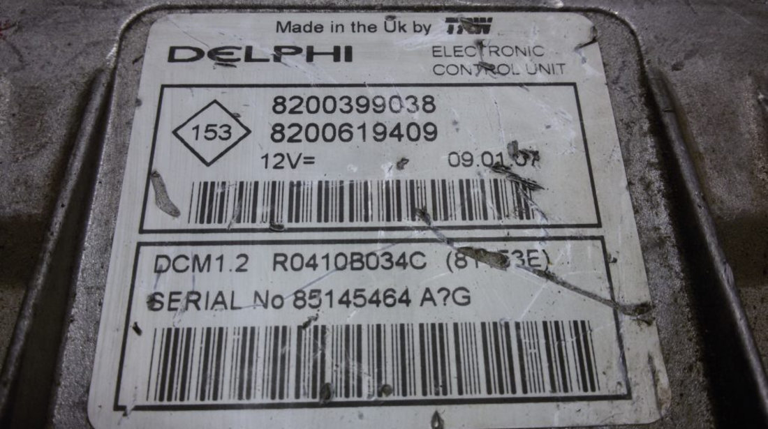 ECU Calculator Motor Renault Megane 1.5 dci, 8200619409, 8200399038, DCM1.2 R0410B034C