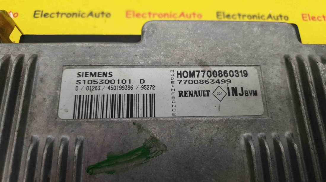 ECU Calculator Motor Renault Megane 1.6, S105300101D, HOM7700860319, 7700863499