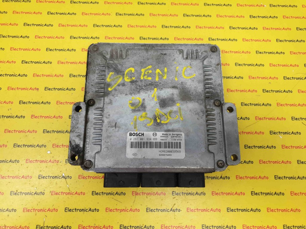 ECU Calculator motor Renault Megane 1.9DCi, 0281001934, HOM8200039569, 8200076093