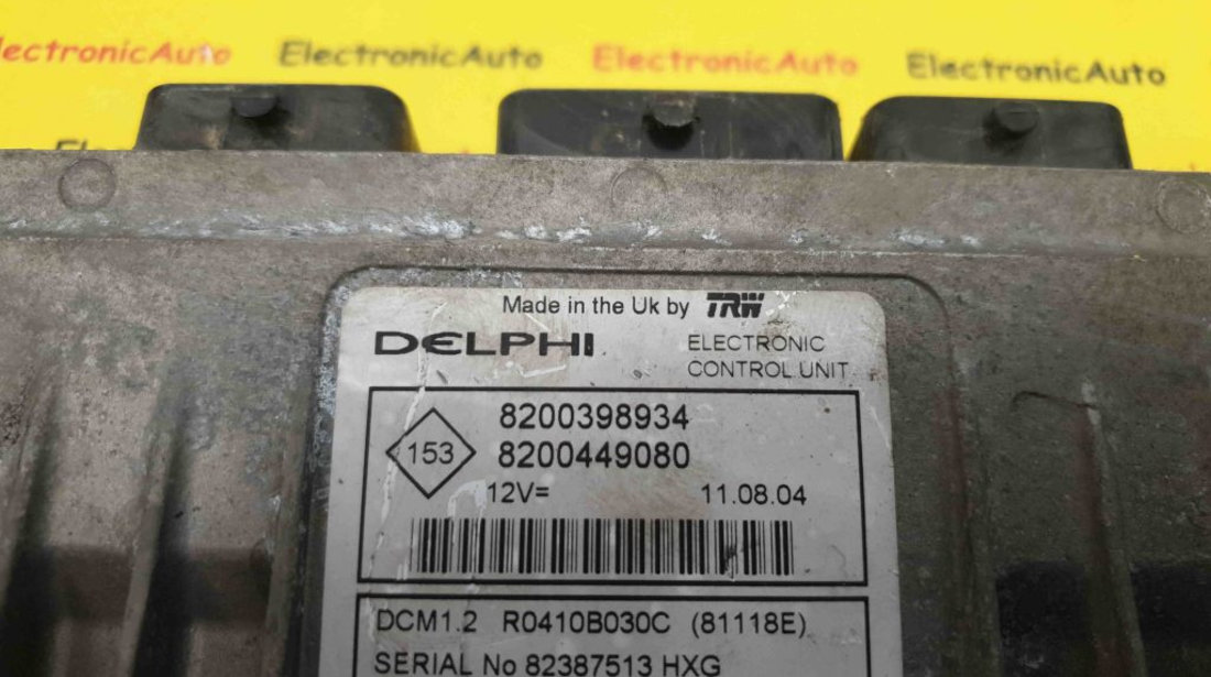ECU Calculator Motor Renault Modus 1.5 dci, 8200398934, 8200449080, DCM1.2 R0410B030C