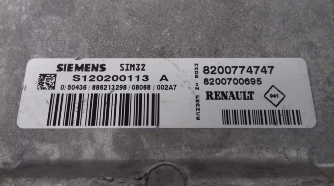 ECU Calculator Motor Renault Twingo II 1.2, S120200113A, 8200774747, 8200700695
