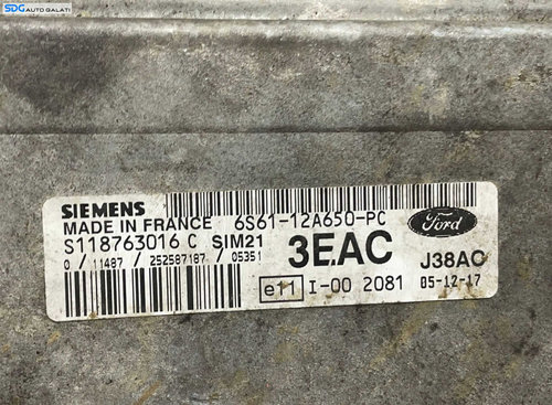 ECU Calculator Motor Siemens Ford Fiesta 5 MK5 1.3 2002 - 2008 Cod 6S61-12A650-PC S118763016C 6S6112...