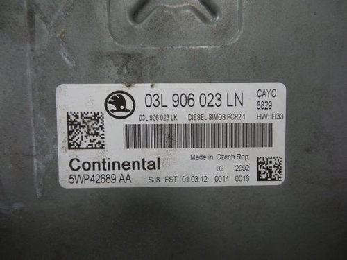ECU Calculator motor Skoda RAPID, 5WP42689AA, 03L906023LN, 03L906023LK,