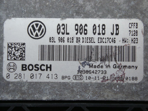 ECU Calculator motor Skoda SUPERB, 0281017413, 03L906018JB, EDC17C46,