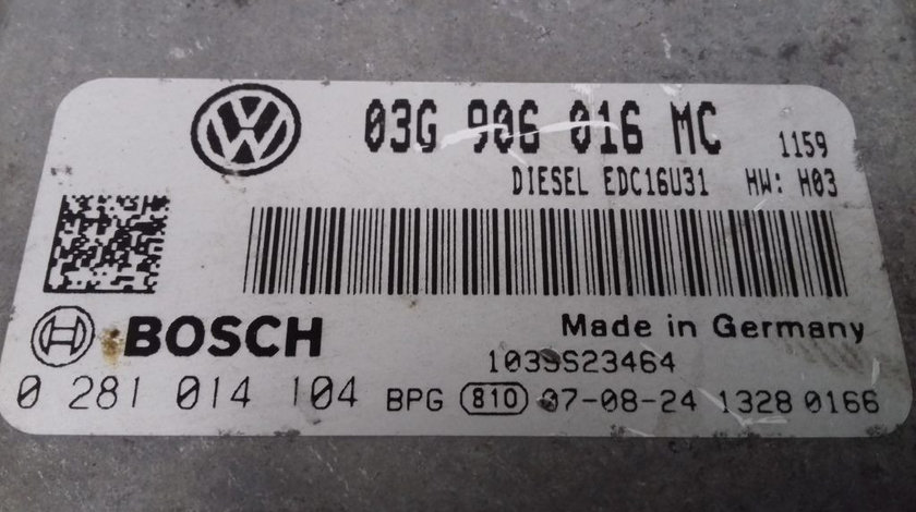 ECU Calculator Motor Skoda Superb 1.9 tdi, 0281014104, 03G906016MC