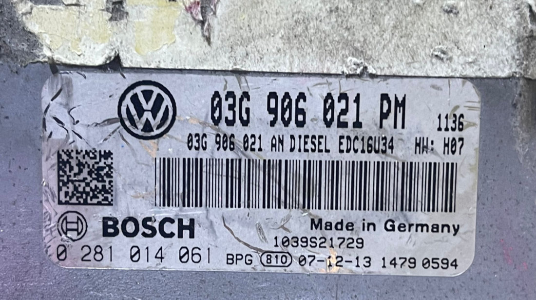 ECU Calculator Motor Volkswagen Golf 5 1.9 TDI BXE 2004 - 2008 Cod 03G906021PM 0281014061