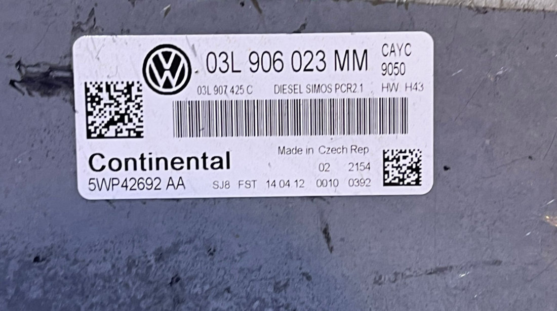 ECU Calculator Motor Volkswagen Golf 6 1.6 TDI CAY CAYC 2008 - 2014 Cod 03L906023MM 03L907425C 5WP42692AA