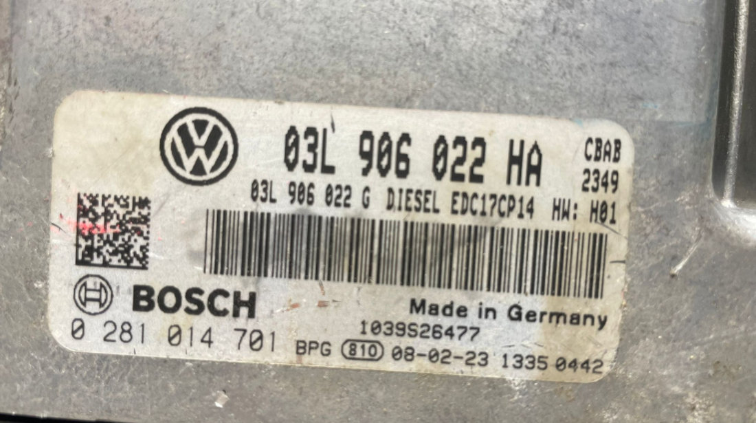 ECU Calculator Motor Volkswagen Tiguan 2.0 TDI CBAB 2008 - 2012 Cod 03L906022HA 0281014701 [2726X]