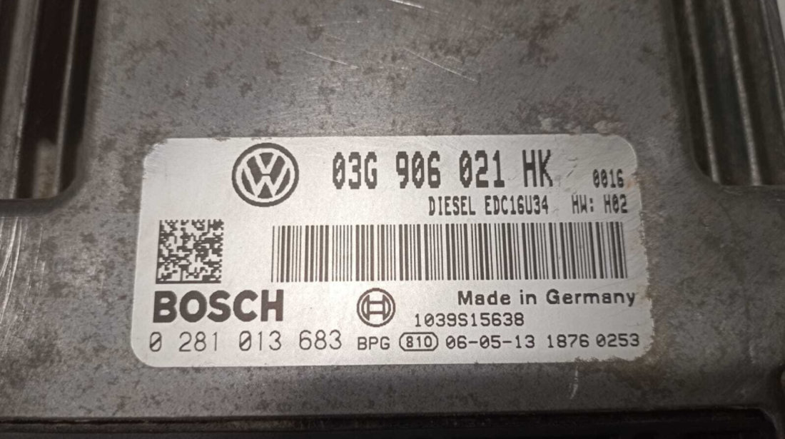 ECU Calculator Motor Volkswagen Touran 1.9 TDI 2003 - 2010 Cod 03G906021HK 0281013683 [M4385]