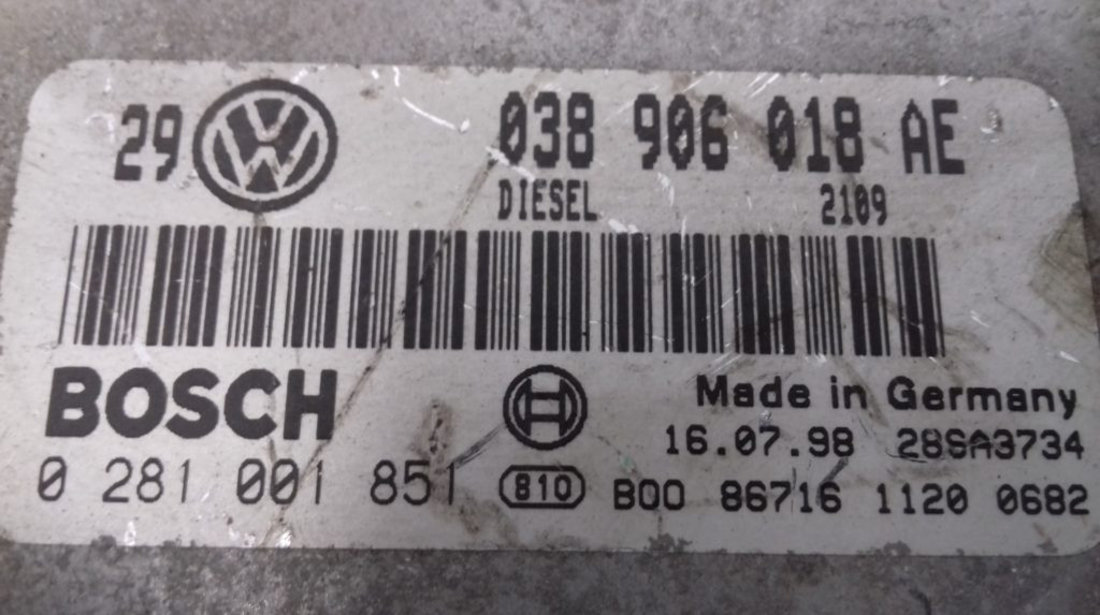 ECU Calculator Motor VW Golf4 1.9 tdi, 0281001851, 038906018AE