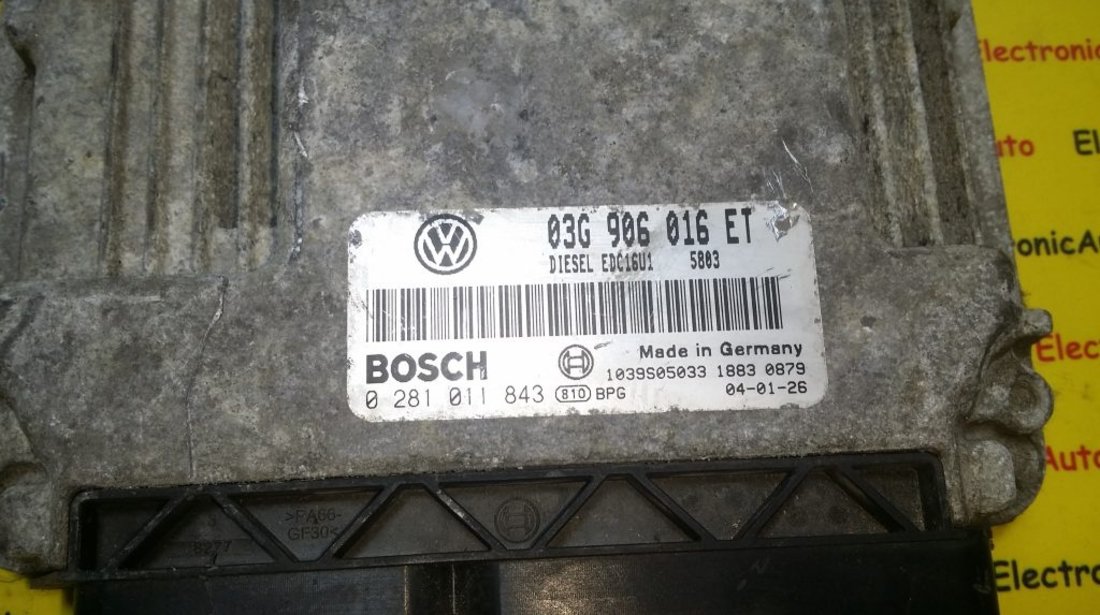 ECU Calculator motor VW Golf5 2.0TDI 0281011843, 03G906016ET