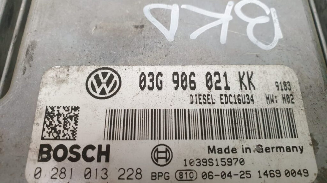 ECU Calculator Motor VW Golf5 2.0TDi, 0281013228, 03G906021KK, EDC16U34