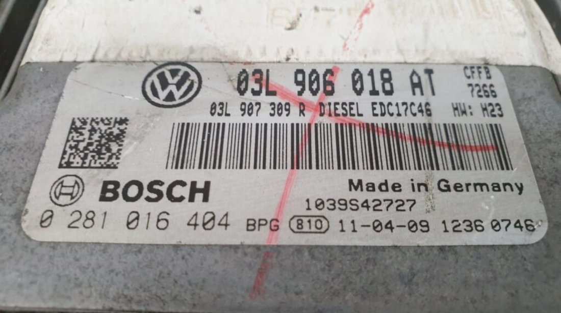 ECU Calculator Motor VW Golf6 2.0TDi, 0281016404, 03L906018AT, EDC17C46