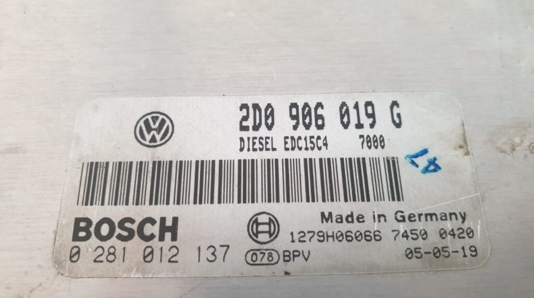 ECU Calculator Motor VW LT46 2.8TDi, 2D0906019G, 0281012137