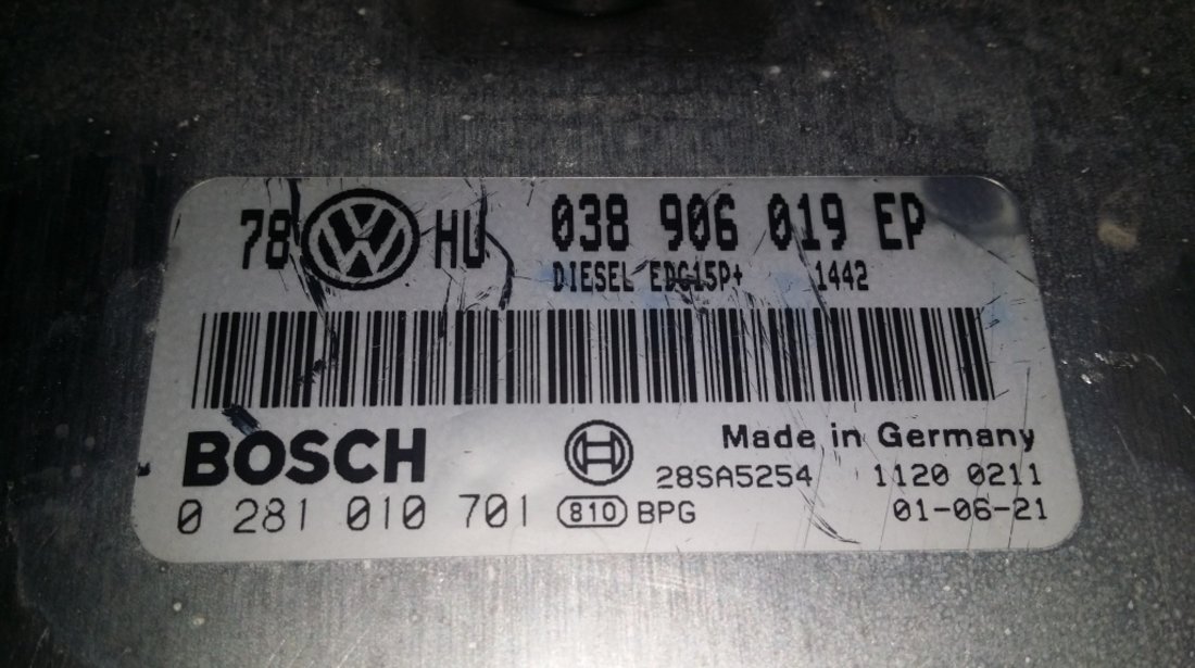 ECU Calculator motor VW Passat 1.9TDI 0281010701 038906019EP