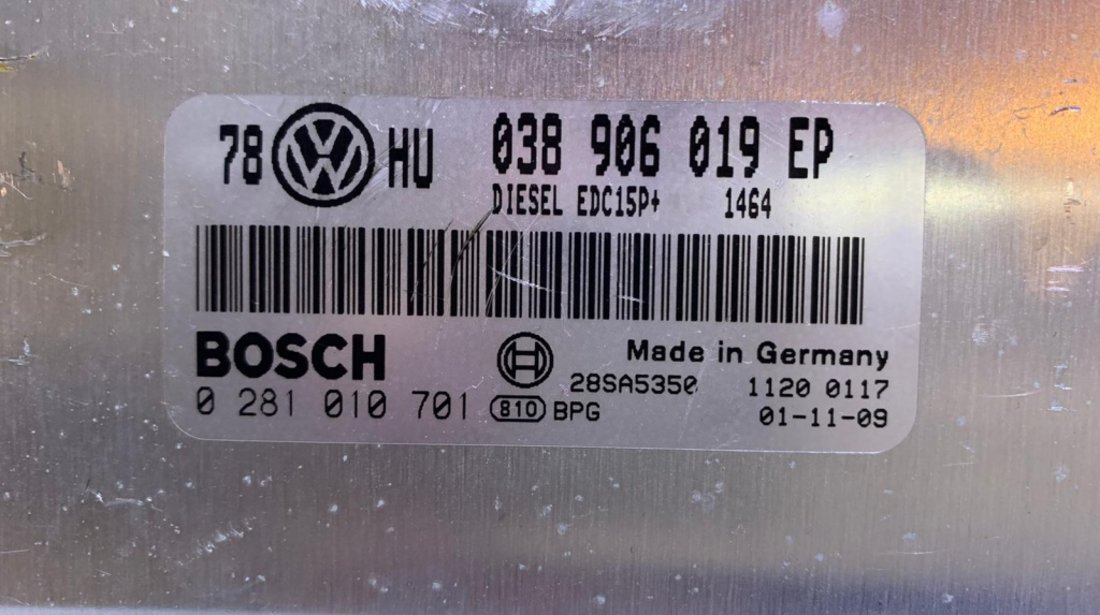 ECU / Calculator Motor VW Passat B5.5 1.9 TDI 131CP AVF 2001 - 2005 Cod Piesa : 038906019EP / 0281010701 / 038