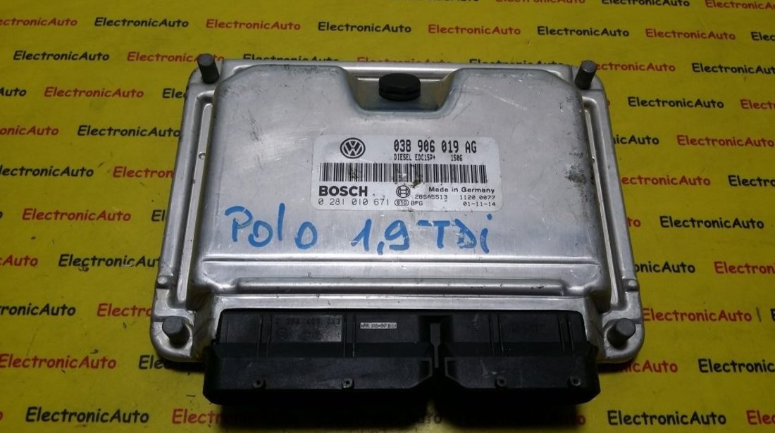 ECU Calculator motor VW Polo 1.9 tdi 0281010671, 038906019AG