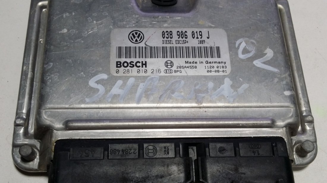 ECU Calculator motor VW SHARAN 1.9TDI 0281010216 038906019J