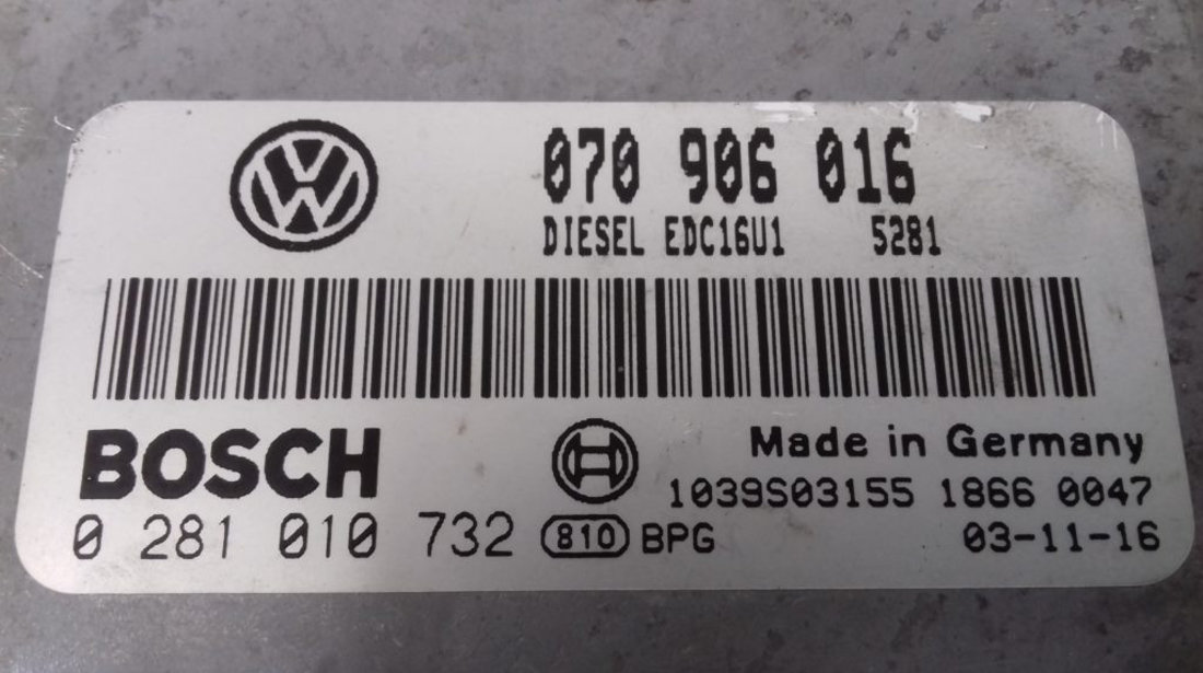 ECU Calculator Motor Vw T5 2.5 tdi, 0281010732, 070906016