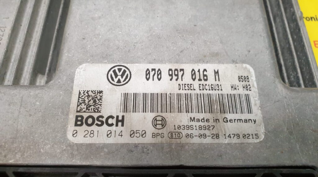 ECU Calculator motor VW T5 2.5 TDi, 0281014050, 070997016M, EDC16U31