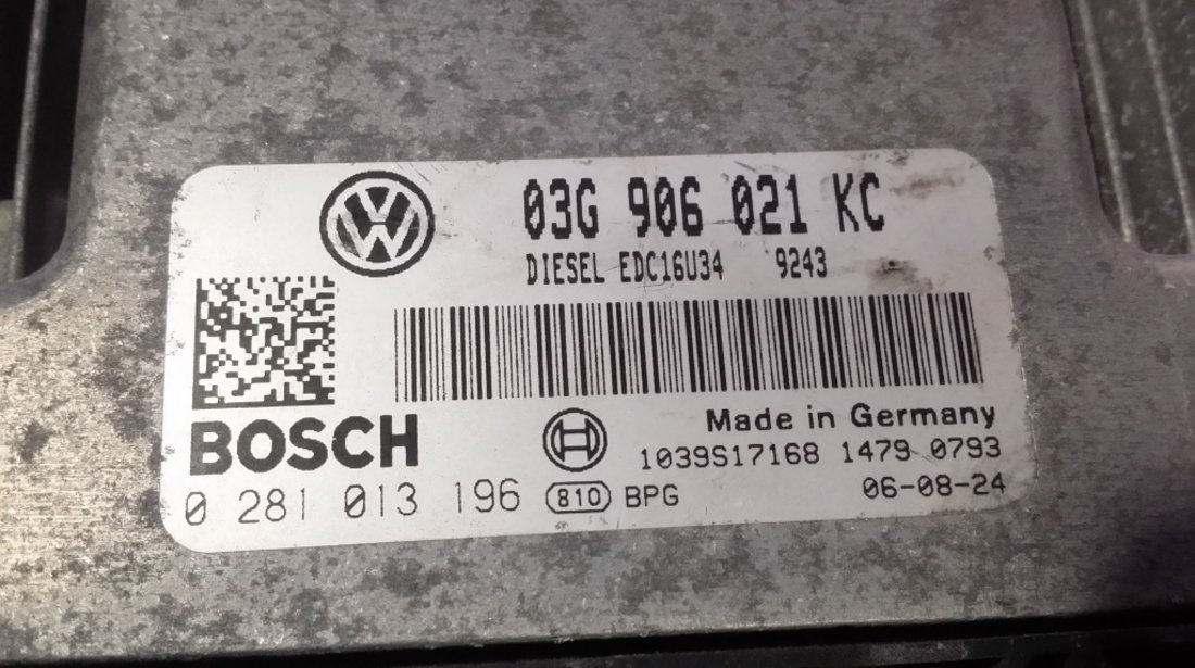 ECU Calculator motor VW TOURAN 1,9 tdi 0281013196