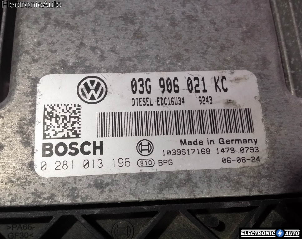 ECU Calculator motor VW TOURAN 1, 9 tdi, 0281013196, 03G906021KC,