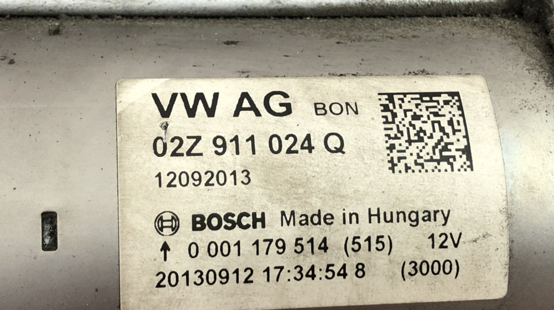 Electromotor demaror VW Golf 7 1.4TSI Manual sedan 2014 (02Z911024Q)