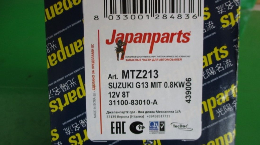 ELECTROMOTOR JAPANPARTS COD JMTZ213 / 31100-83010-A SUZUKI GRAND VITARA / JIMNY / SAMURAI / SJ413/ VITARA