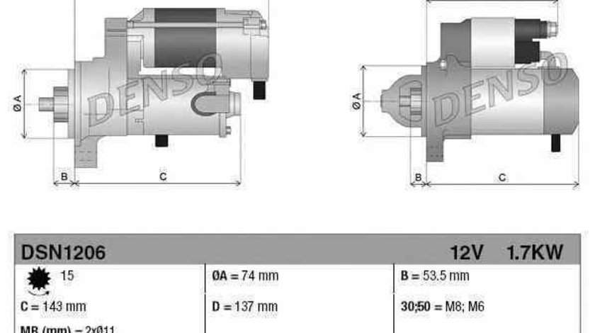 Electromotor MERCEDES-BENZ B-CLASS W246 W242 Producator DENSO DSN1206