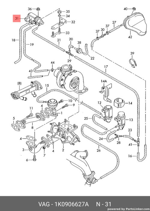 Electrovalva N75 1K0906627A Vw Passat B7 2.0 TDI 2012 CFFB OEM 1K0906627A