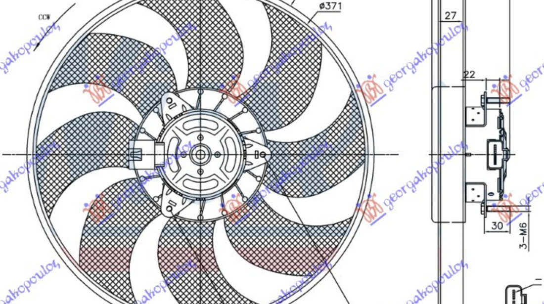 Electroventilator 1 4/1 6 Turbo Benzina 1 3-1 7 Cdti Diesel (Square Plug) 440w - Opel Corsa D 2006 , 1341399