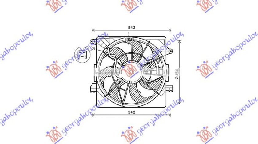 Electroventilator () 1 7 Crdi Diesel (465mm) (3pin) - Hyundai I40 2011 , 25380-3z800