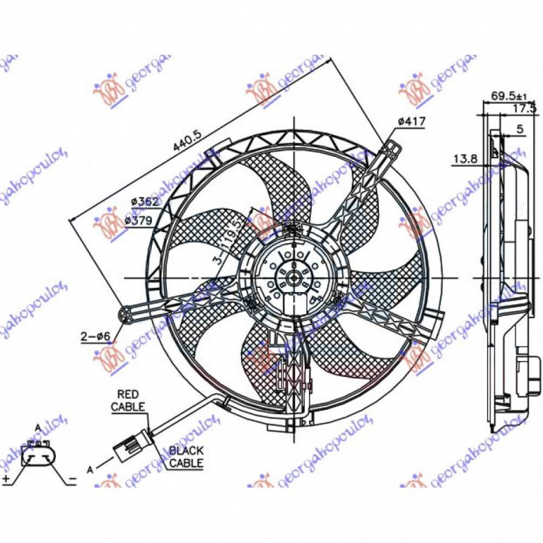 Electroventilator (2 Plugs) - Mini Cooper/One (R56)2011 2012 , 17422754854