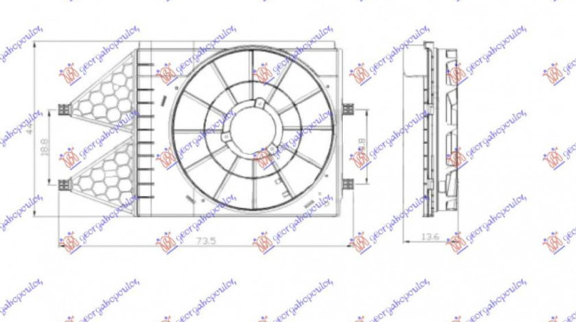 Electroventilator (35 Cm) Gas-Benzina - Audi Q5 2012 , 8k0959455f