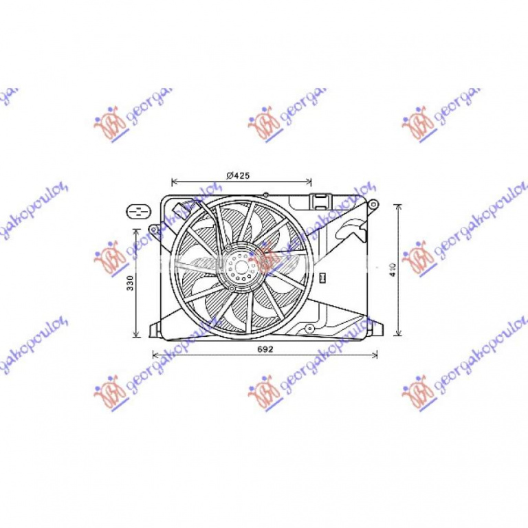 Electroventilator Benzina-Diesel () (2pin) (430mm) - Opel Grandland X 2017 , 9806313580