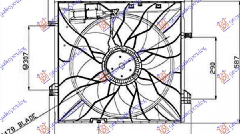 Electroventilator Benzina-Diesel (4pin) (480mm) - Mercedes E Class (W213) 2000-2001, 999061100