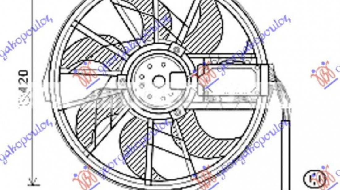 Electroventilator Benzina-Diesel (Motor - Fan) (300mm) (W/Plug On Motor) - Mercedes Vito (W639) & Viano 2010 , 6395000593