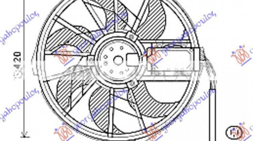 Electroventilator Benzina-Diesel (Motor - Fan) (300mm) (W/Plug On Motor) - Mercedes Vito (W639) & Viano 2010 , 6395000593