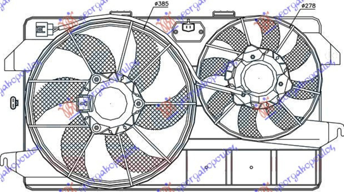 Electroventilator (Double/2mot) +Ac/ 1 8 P - Ford Transit Connect 2003 , 4371786