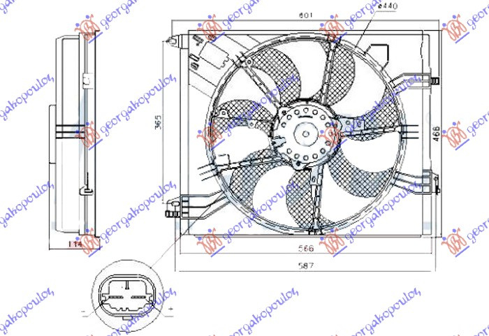 Electroventilator GMV 440MM Renault Megane 4 2016-2019 NOU 214813939R (2 PINI)